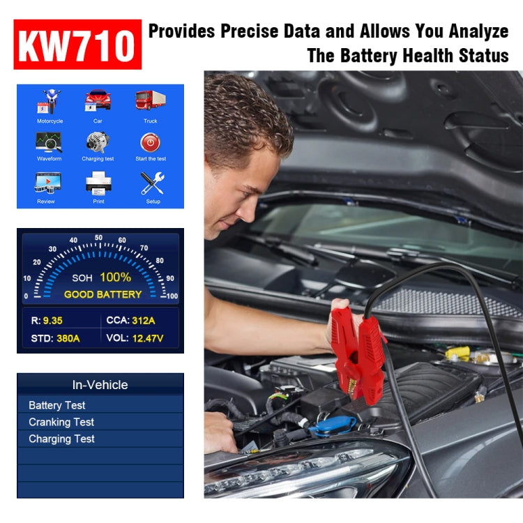KONNWEI KW710 Car 3.2 inch 6V-24V Lead-acid Battery Tester Support 13 Languages, KW710 KONNWEI KW710 Car 3.2 inch 6V-24V Lead-acid Battery Tester Support 13 Languages, KW710